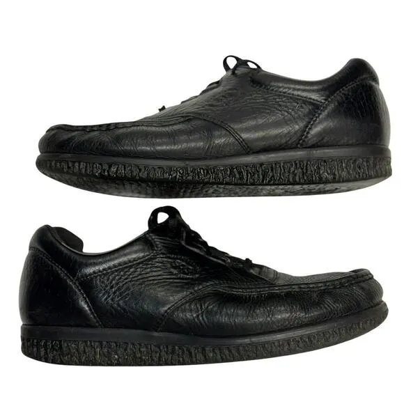 SAS PATHFINDER Handcrafted Black Pebbled Leather Moc Toe Shoes Men's US 12 M