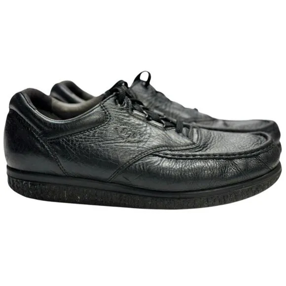 SAS PATHFINDER Handcrafted Black Pebbled Leather Moc Toe Shoes Men's US 12 M
