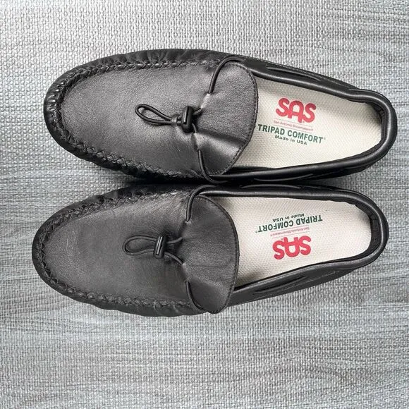 SAS Shoes Running Late X Slip‎ On Loafers Black Leather Mens 9WW