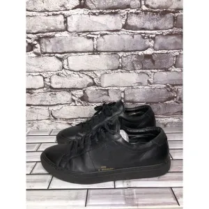 Satoshi Black Leather Lace Up Casual Portugal Sneakers Shoes Men Sz 43EU/10M US