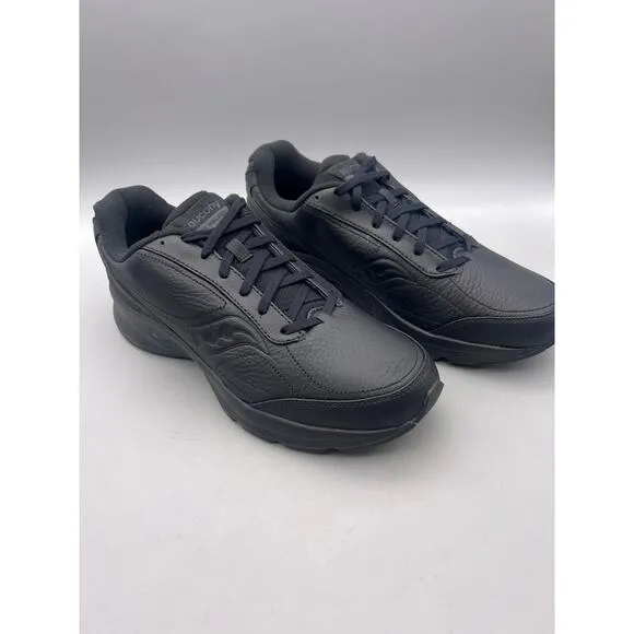 Saucony Omni Walker 3 Mens Black Leather Walking Shoes Sneakers Size 12 Wide