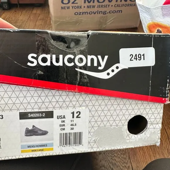 Saucony Omni Walker 3 Mens Black Leather Walking Shoes Sneakers Size 12 Wide