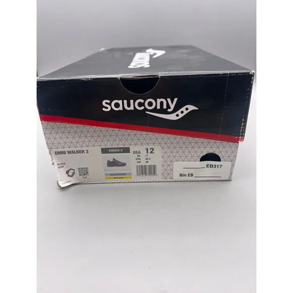 Saucony Omni Walker 3 Mens Black Leather Walking Shoes Sneakers Size 12 Wide
