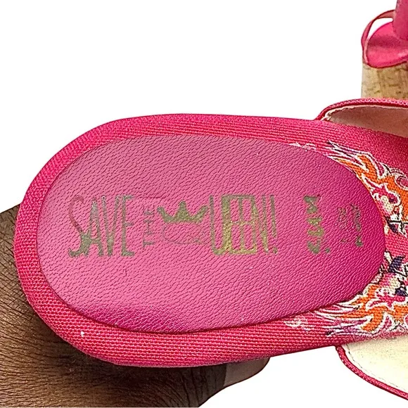 Save The Queen Vintage Womens Wedge Heel Pink Size EU 38 US 7 Made In Italy New