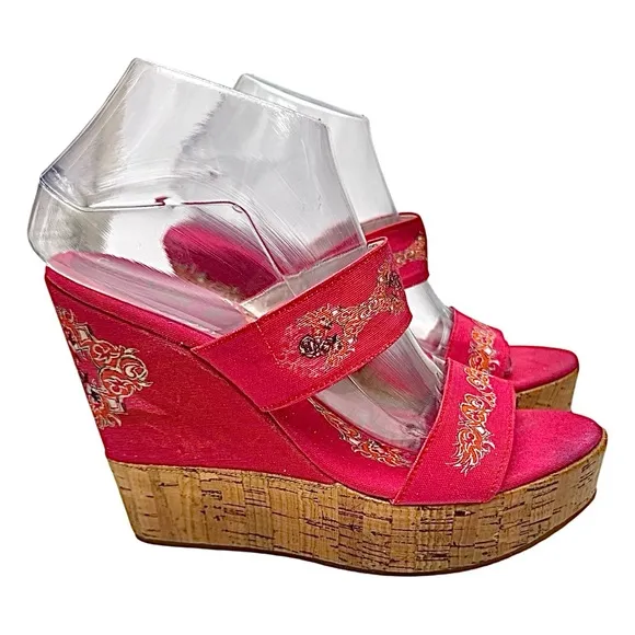 Save The Queen Vintage Womens Wedge Heel Pink Size EU 38 US 7 Made In Italy New