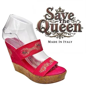 Save The Queen Vintage Womens Wedge Heel Pink Size EU 38 US 7 Made In Italy New