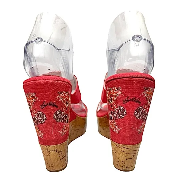 Save The Queen Vintage Womens Wedge Heel Pink Size EU 38 US 7 Made In Italy New