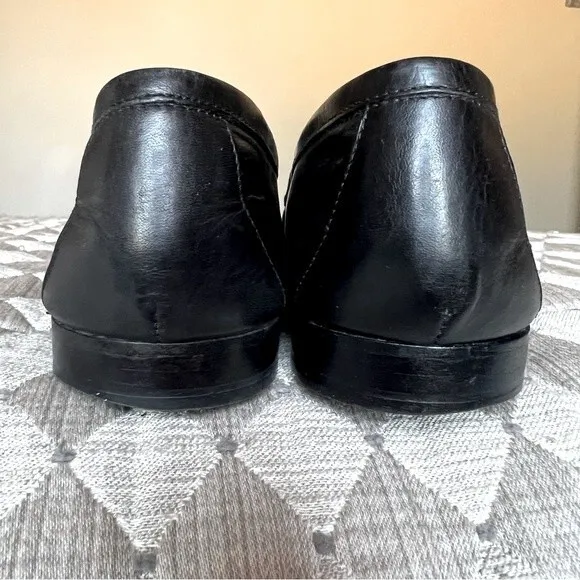 Scarabeo Black Italian Leather Loafers w/ Gold Horse-bit Accent Men’s Size EU 43