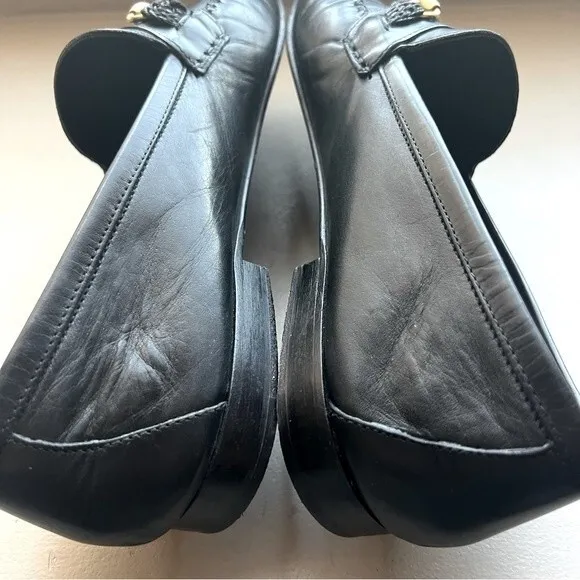 Scarabeo Black Italian Leather Loafers w/ Gold Horse-bit Accent Men’s Size EU 43