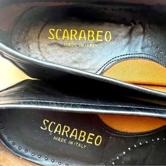 Scarabeo Black Italian Leather Loafers w/ Gold Horse-bit Accent Men’s Size EU 43