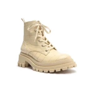 Schutz Boots Egg Shell Orly Wide Croco