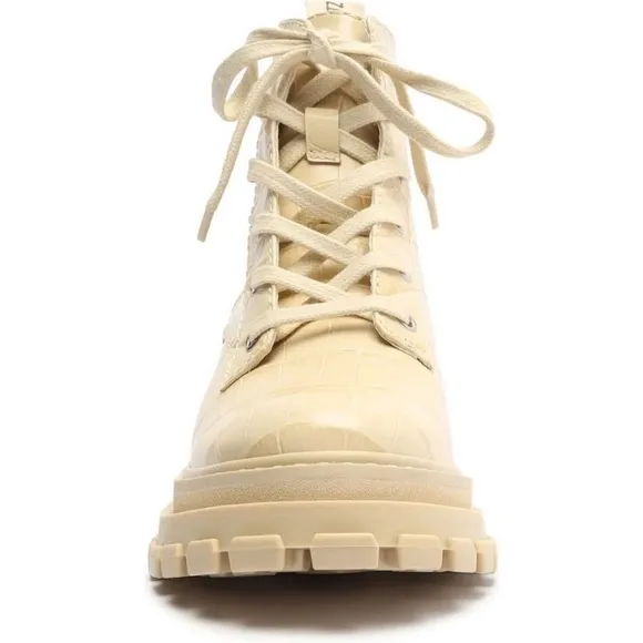 Schutz Boots Egg Shell Orly Wide Croco