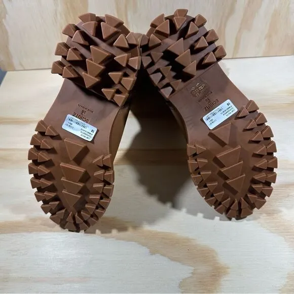 Schutz Brown Leather Platform Winter Boots Women’s Size 5 New in Box
