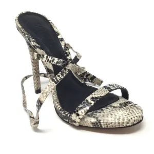 Schutz Cloe Women's Size 5.5 B Natural Snake-Printed Leather Sandals Shoes