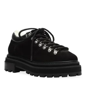 Schutz Lucille Hiking Boots Faux Fur Suede Hiker Lug Booties Black Size 6 NEW
