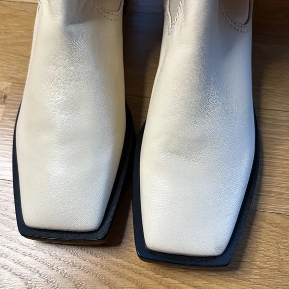 Schutz Over the Knee Leather Boots Guily Eggshell Square Toe NWOB Size 6.5