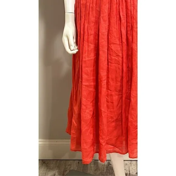 SEA Frida Red Ruffled Off-the-Shoulder Midi Dress Size Small