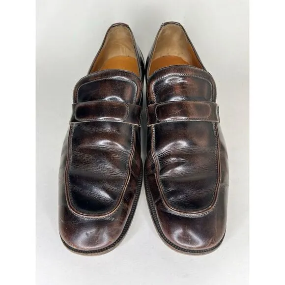 Sears Vintage Loafers Men Size 9.5D Brown Leather Made In Italy
