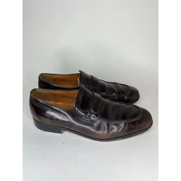 Sears Vintage Loafers Men Size 9.5D Brown Leather Made In Italy
