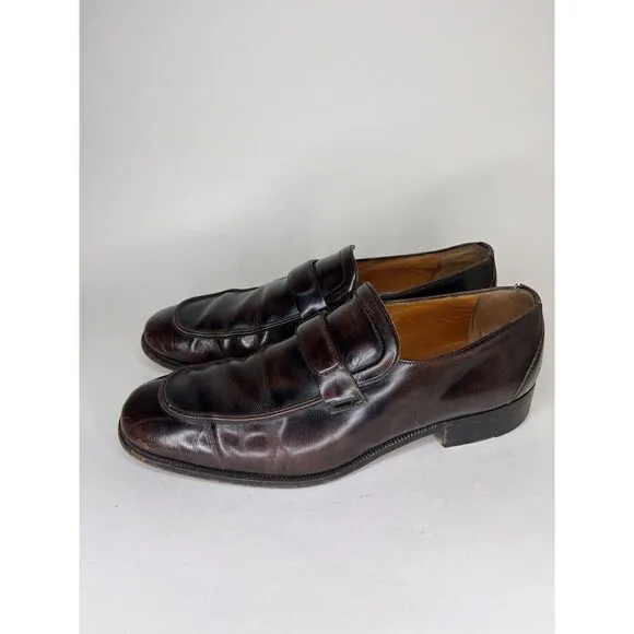 Sears Vintage Loafers Men Size 9.5D Brown Leather Made In Italy