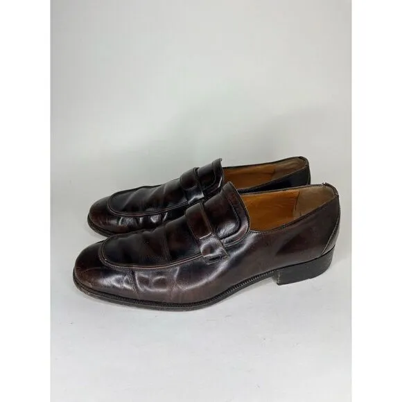 Sears Vintage Loafers Men Size 9.5D Brown Leather Made In Italy