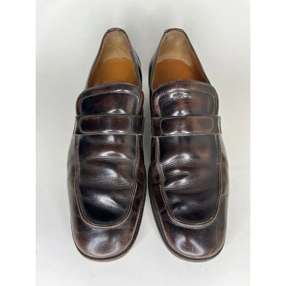 Sears Vintage Loafers Men Size 9.5D Brown Leather Made In Italy
