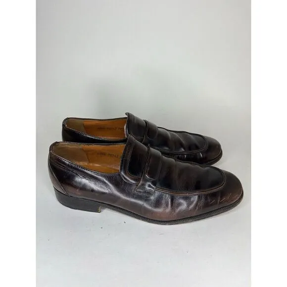 Sears Vintage Loafers Men Size 9.5D Brown Leather Made In Italy