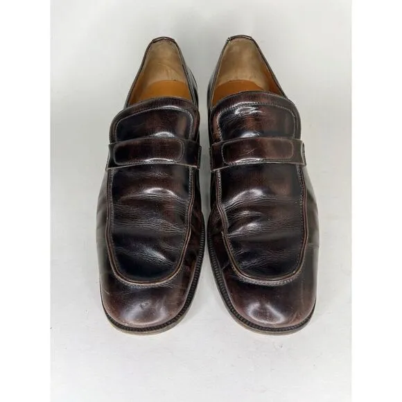 Sears Vintage Loafers Men Size 9.5D Brown Leather Made In Italy