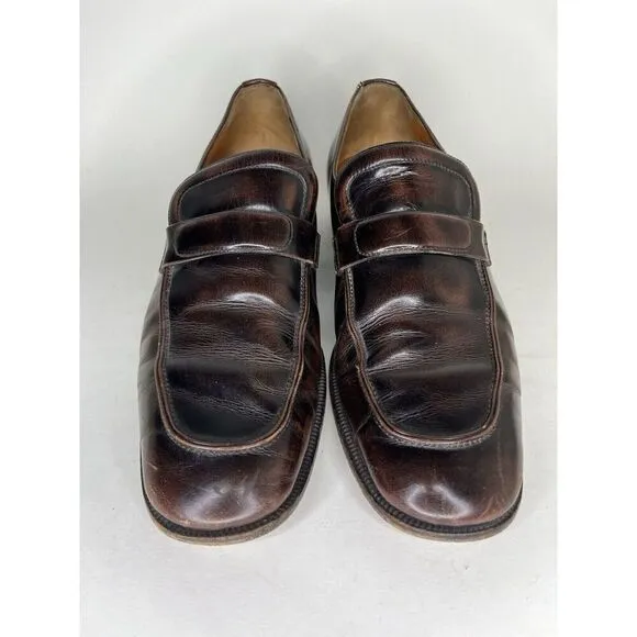 Sears Vintage Loafers Men Size 9.5D Brown Leather Made In Italy
