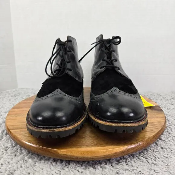 Sebago Pinehurst Black Leather Wingtip Brogue Casual Dress Boots Mens 11 M