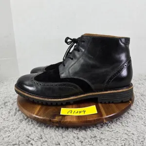 Sebago Pinehurst Black Leather Wingtip Brogue Casual Dress Boots Mens 11 M