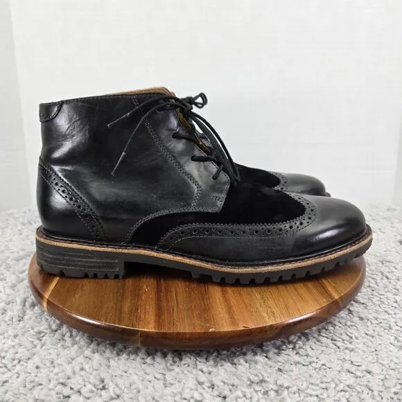 Sebago Pinehurst Black Leather Wingtip Brogue Casual Dress Boots Mens 11 M