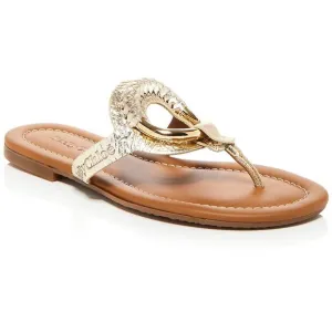 See by Chloe Womens Gold Slip On Padded Insole Casual Slide Sandals New