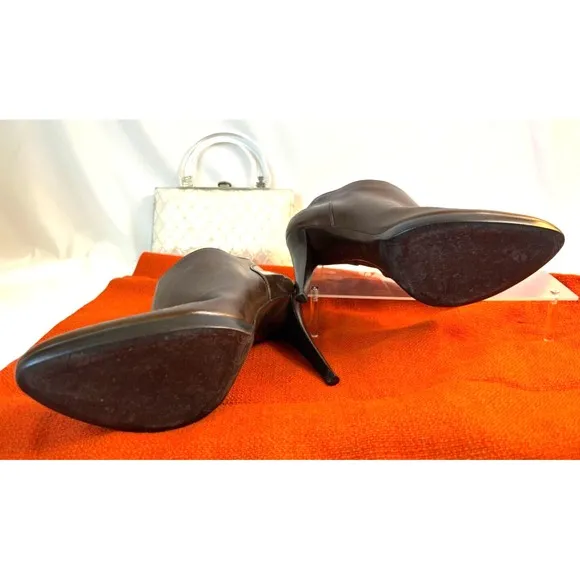 Sergio Rossi Ankle Boots 💥SZ 9 Embroidered Brown Leather 40 Excellent Condition