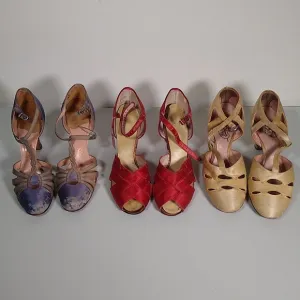Set of 3 Vintage 1920s-1940s high heel retro shoes