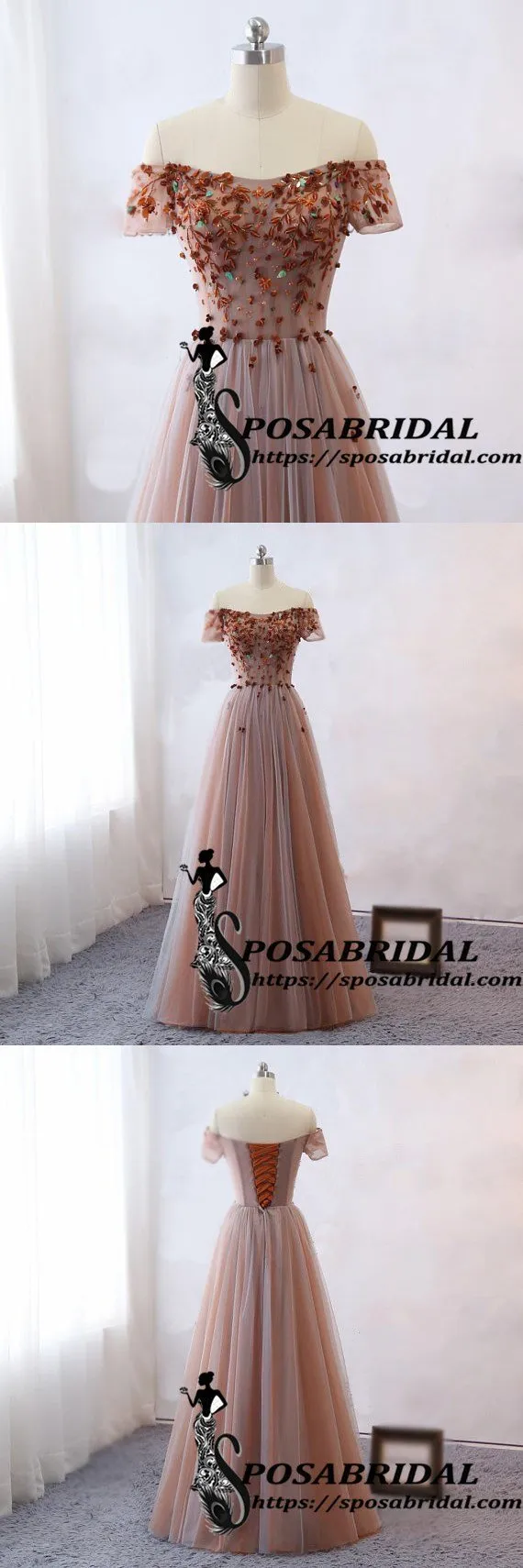 Sexy Off Shoulder Prom Dresses, Sweetheart Neck Flowers Long  Women Formal Bridesmaid Dresses ,WG327