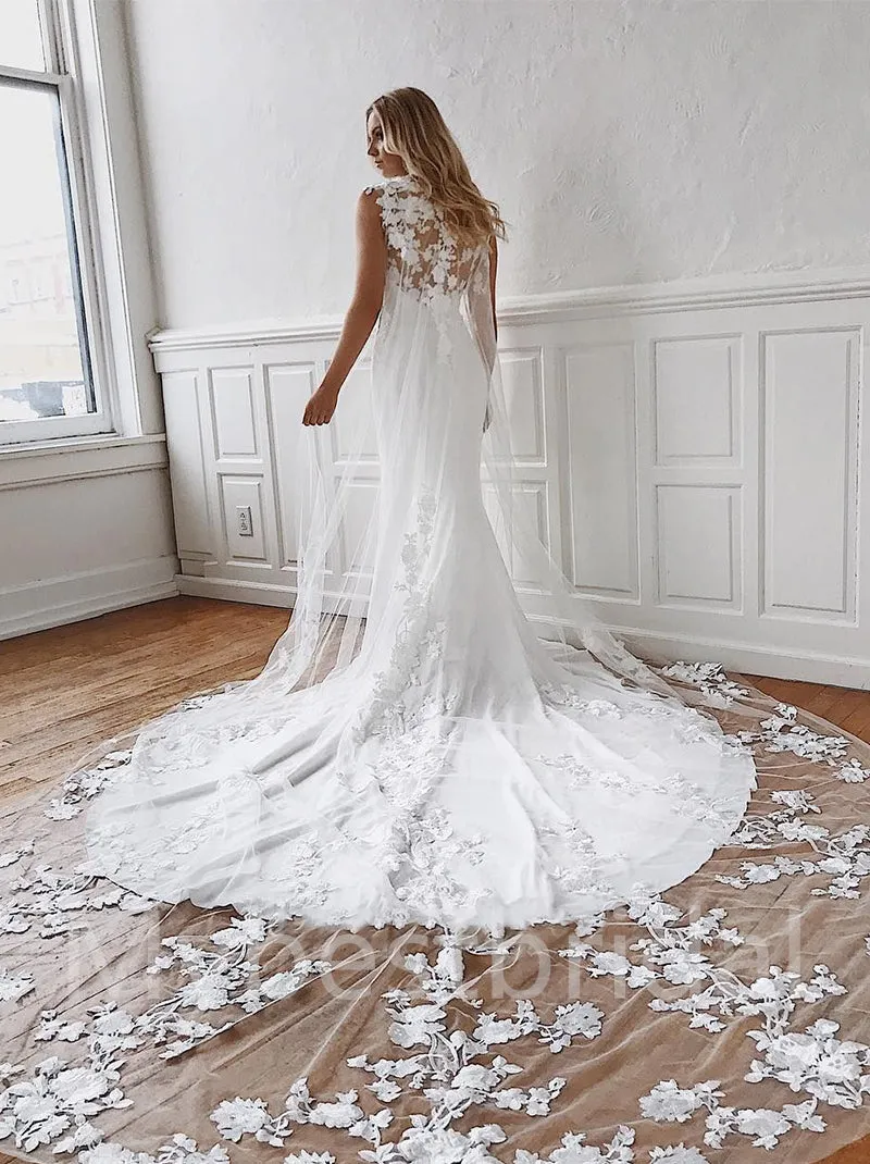 Sexy Sleeveless Sweetheart Mermaid Lace applique Wedding Dresses,WDY0329