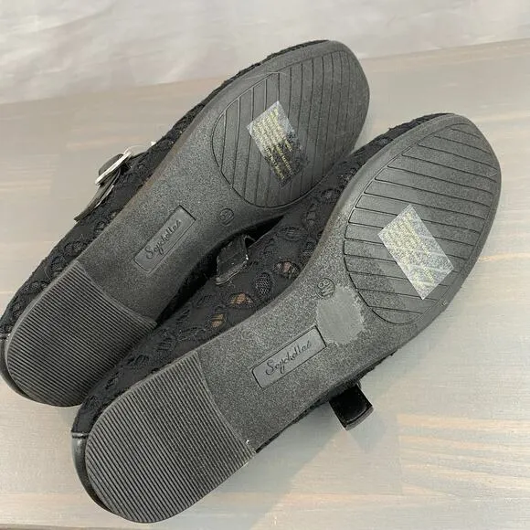 Seychelles Lily Mary Jane Flat Women Size 8W Black Lace Wide Width Memory Foam