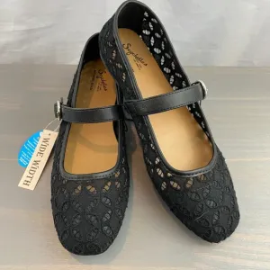 Seychelles Lily Mary Jane Flat Women Size 8W Black Lace Wide Width Memory Foam