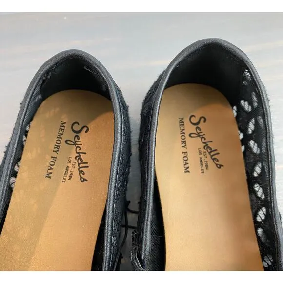 Seychelles Lily Mary Jane Flat Women Size 8W Black Lace Wide Width Memory Foam