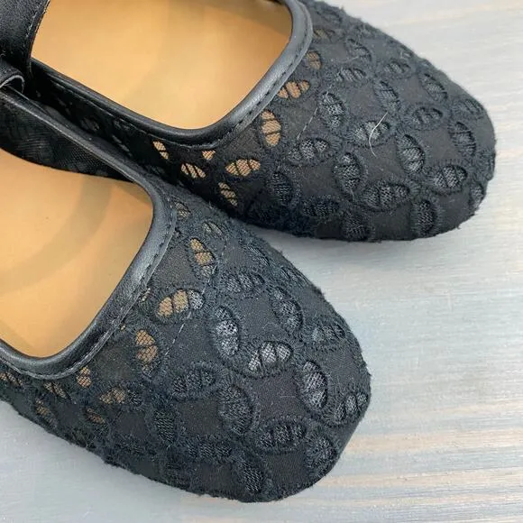 Seychelles Lily Mary Jane Flat Women Size 8W Black Lace Wide Width Memory Foam