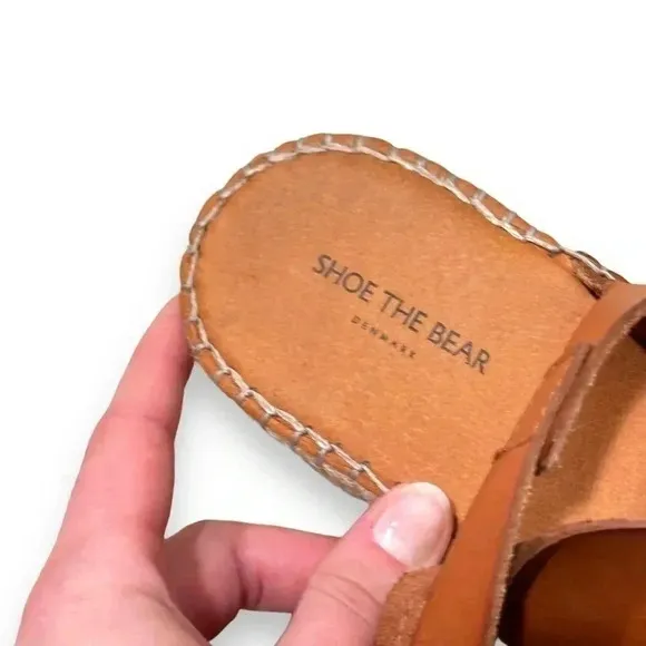 Shoe The Bear Orchid Tan Leather Wedge Espadrille Heeled Sandals Size 8.5