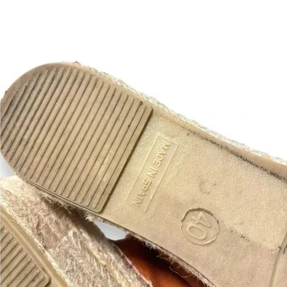 Shoe The Bear Orchid Tan Leather Wedge Espadrille Heeled Sandals Size 8.5