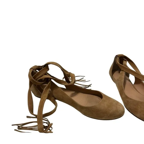 Sigerson Morrison Shoes Women's Size 6.5 Brown suede Ankle Wrap Ballet Flats