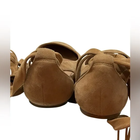 Sigerson Morrison Shoes Women's Size 6.5 Brown suede Ankle Wrap Ballet Flats