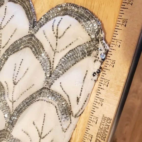 Silver Fish Scale Beaded White Silk Blouse