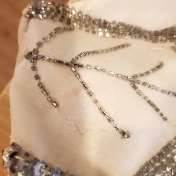 Silver Fish Scale Beaded White Silk Blouse