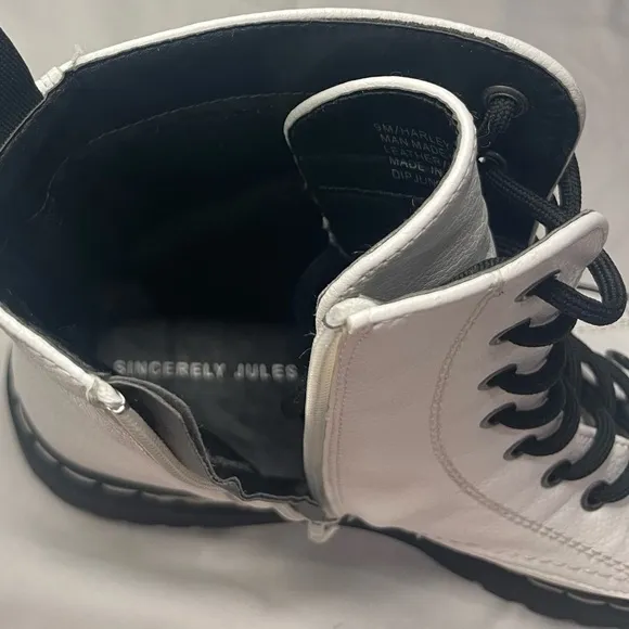 Sincerley Jules Harley white Combat Boot Laceup brand New size 9