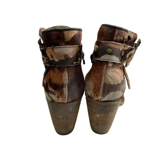 Siren By Mark Nason Women's Brown Leather Side Zip Casual Heeled Ankle Boots 6.5