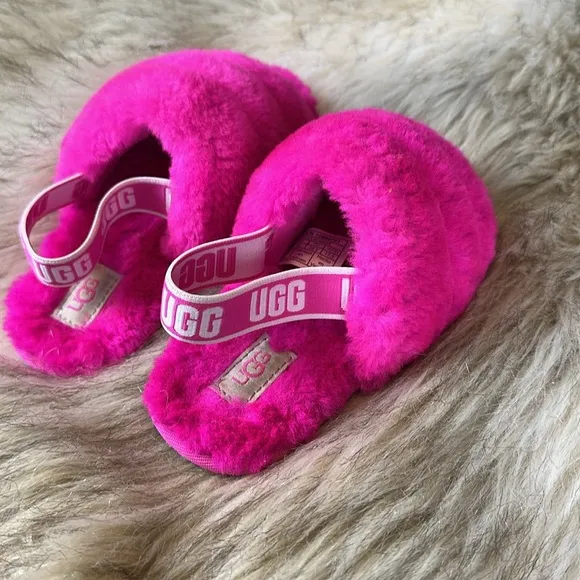 Size 11 Ugg Fluff Yeah Slides Fuzzy Pink Sandal